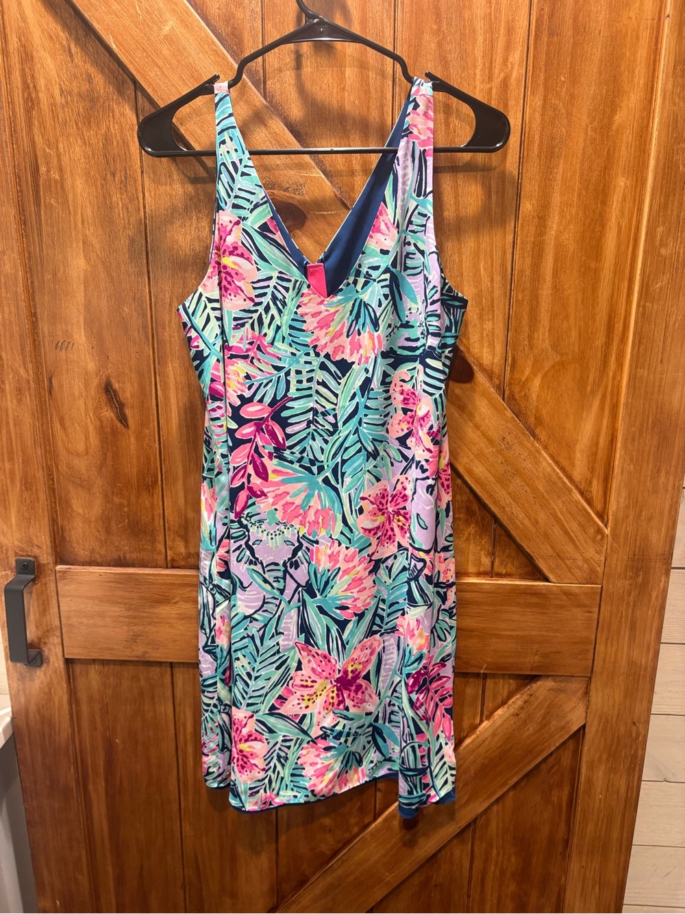Lilly Pulitzer Girls Tropical V-Neck One-Piece in Pink & Teal Size 4